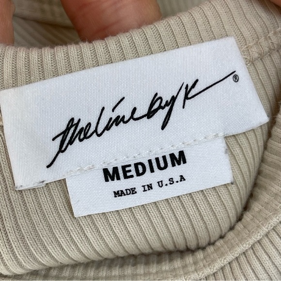 The Line by K Gael Asymmetrical One Shoulder Ribbed Maxi Dress in Oat Tan M - Picture 7 of 8